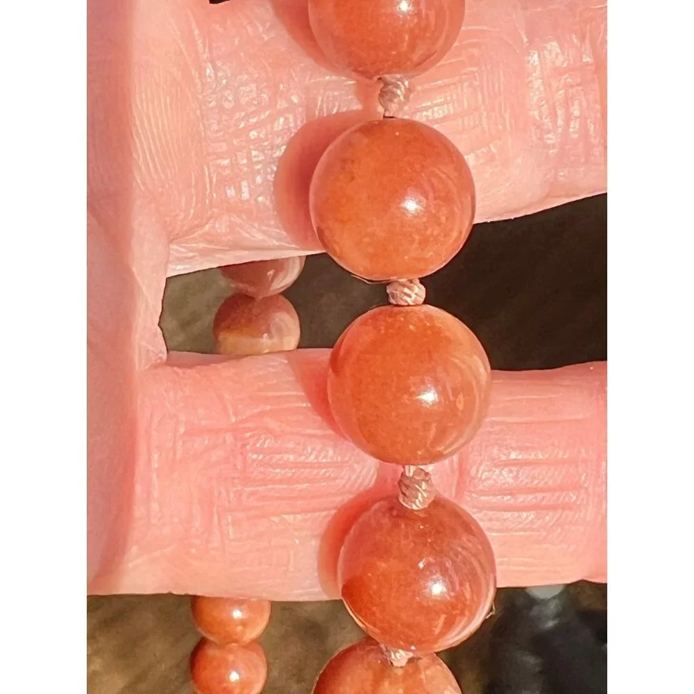 Goldstone Beaded Necklace 38" Long Round Polished Beads With Warm Brown Tones - Picture 7 of 9